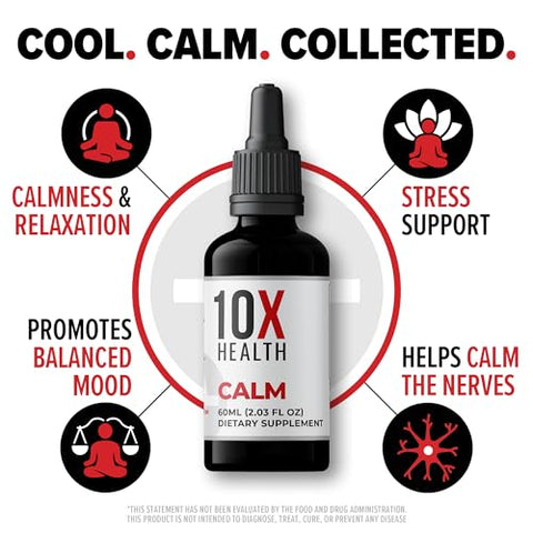 10X Health System - 10X Health – GABA L-theanine Calmante Líquido – 100mg L Theanine – Gotas – Marca 10X Health