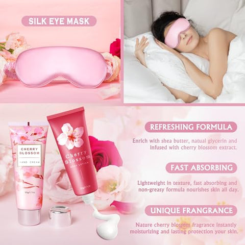 LUCOTIYA - Presentes para Mulheres – Kit de Presente de Aniversário, Banho e Spa – 10 Peças Natal Dia dos Namorados Dia das Mães e Pacote de Cuidados Pessoais de Flor de Cerejeira – Cesta de Presente para Mulheres, Relaxante