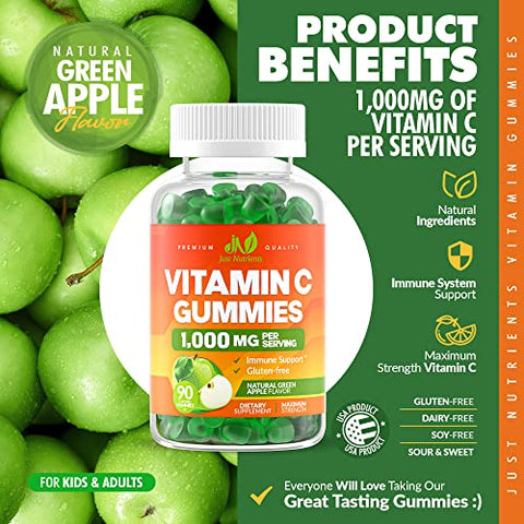 Just Nutrients - Vitamina C 1000mg Gummies para Adultos – Fortaleça sua saúde com deliciosos gummies!