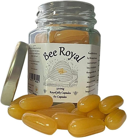 Bee Royal - Cápsulas de Geléia Real Fresca 500mg – 60 Cápsulas de 100% Geléia Real da Rainha Fresca, Não Liofilizada – Suporta Sistema Imunológico, Fertilidade, Gerenciamento de Energia, Reduz o Cansaço
