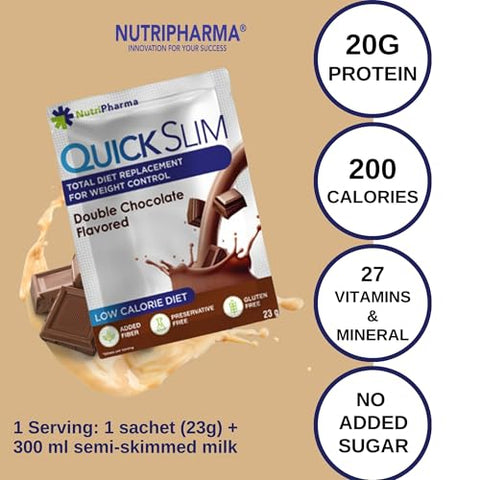 NUTRIPHARMA Quick Slim - Quick Slim Shake Substituto de Refeição para Emagrecimento, 30 Porções, 20g Proteína, 27 Vitaminas