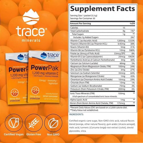 Electrolyte Stamina Power Pak Laranja Explosiva Trace Minerals 4.8g cada 30 Pacotes