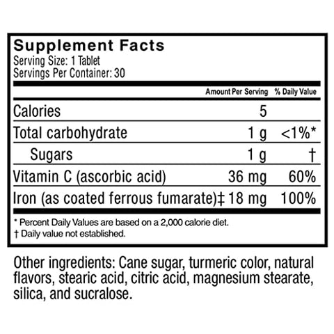 Celebrate Bariatric Supplements - Celebrate Vitamins Iron com Vitamina C Mastigáveis, 60 mg Ferro, Sabor de Frutas Vermelhas, Vitaminas Bariátricas para Pacientes de Cirurgia de Redução de Estômago, Contém 30 Unidades, 1g
