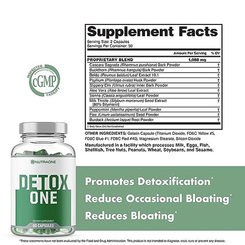 DetoxOne 30 Dias | Desintoxicação Extra Forte para Digestão Saudável e Perda de Peso | Promove Desintoxicação e Aumenta Energia - NutraOne