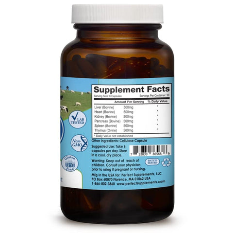 Perfect Multi-Organs – 180 Cápsulas – Uma Mistura de 6 Glândulas Sinérgicas – 100% Liofilizadas – Compre Agora! - Perfect Supplements