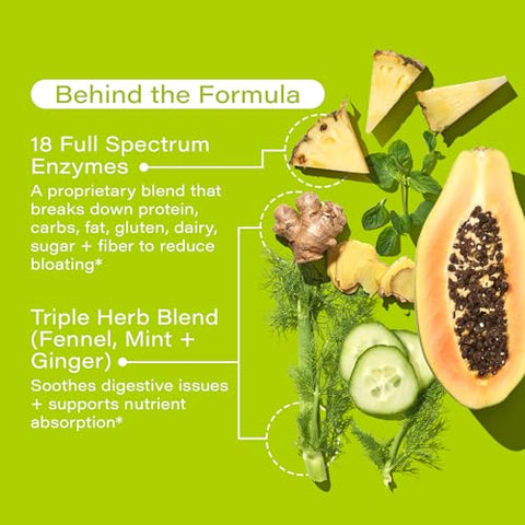 Nutrition Flatter Me – Enzimas Digestivas de Espectro Completo – Suplemento Vegano Anti-Inchaço para Digestão de Alimentos, Alívio do Inchaço, Barriga Lisa, Mulheres e Homens (60 Porções) - HUM
