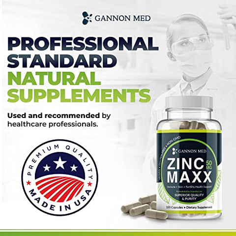 GANNON MED - Zinc Chelate – Minerais para Imunidade, Pele e Saúde Reprodutiva – Reforço Imunológico para Crianças