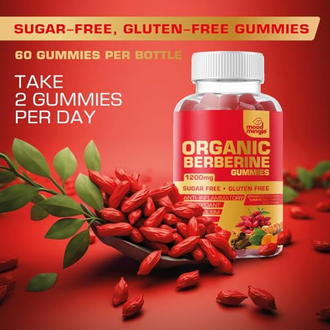 Mood Mingle - Gomas de Berberina (1200mg) com Canela do Ceilão, Cúrcuma e Cardo de Leite