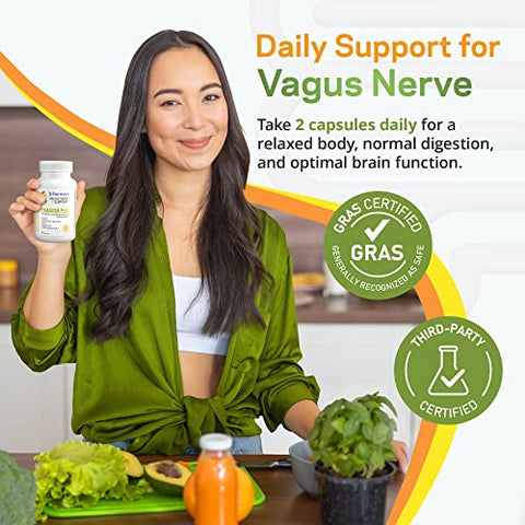 TJ Nutrition - Parasym Plus – Suporte ao Nervo Vago, Suplemento Nutricional Digestivo Patenteado, Estimulante de Energia para Homens e Mulheres, Suplemento para Memória Cerebral, Suporte Suave ao Sistema Imunológico, 60 cápsulas