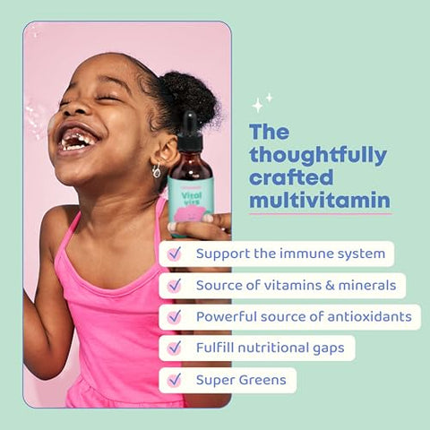 JoySpring - Gotas Líquidas de Multivitamina Infantil à Base de Ervas – Multivitaminas Veganas para Crianças – Suplemento Líquido de Multivitaminas para Crianças – Suplemento de Verdes para Crianças – Super Verdes Líquido