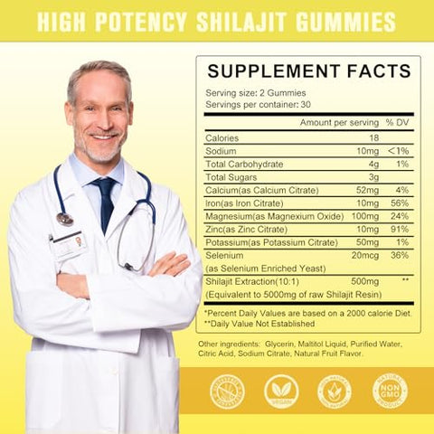 ORGMAX - Shilajit Gummies Orgânicos Puros do Himalaia, 5000MG – Suplemento de Shilajit para Homens