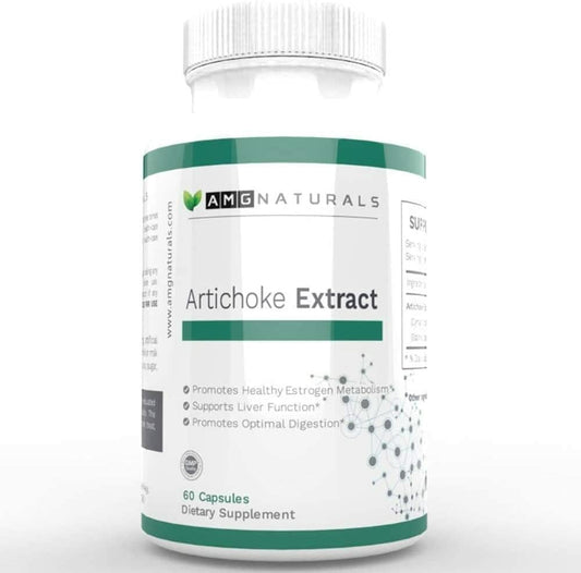 AMG Naturals - Cápsulas de Extrato de Alcachofra da Folha de Alcachofra com mais de 7mg de Cinarina – Ótima Fonte de Ácido Glucurônico para Apoiar a Saúde Digestiva e o Metabolismo de Estrogênio