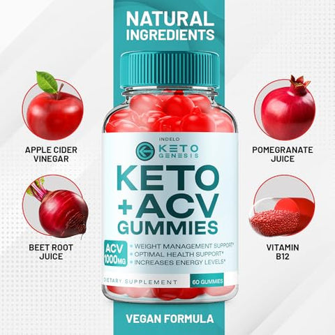 Indelo - (3 Pacotes) Gomas Keto Genesis ACV – Gomas Avançadas de Cetogênese para Gerenciamento de Peso – Gomas de Vinagre de Maçã ACV Genesis Keto – Suplemento Dietético de Gomas – Avaliações (180…)