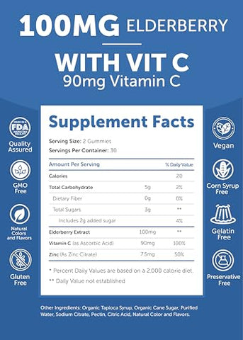 Gomas de Sabugueiro Sambucus Feitas nos EUA – Suporte Imunológico Delicioso com Vitamina C - Lunakai