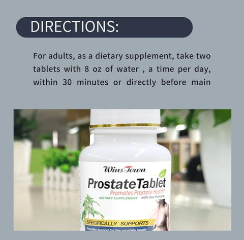 Wins Town - Tablet Prostático, Suplemento de Saúde da Próstata com Saw Palmetto para Homens, Bexiga