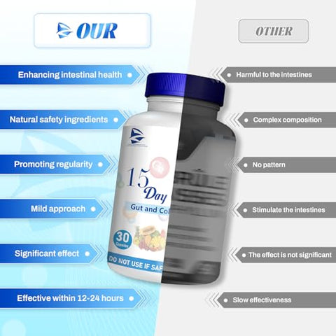 Generic - Fórmula 2024 Nova Limpeza Intestinal de 15 Dias – Suporte para Intestino e Cólon, Cápsulas Dissolventes de Limpeza de 15 Dias, Fórmula Avançada com Sene e Cáscara Sagrada