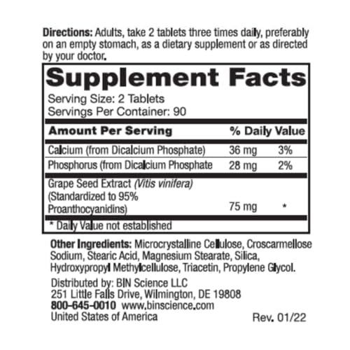 Vitamins | Extrato de Semente de Uva PC-95 | Suplementos Alimentares | Alívio do Estresse | Olhos Saudáveis | Cérebro Saudável | Pele Saudável | Suporte Cardiovascular | 180 Cápsulas - Roex