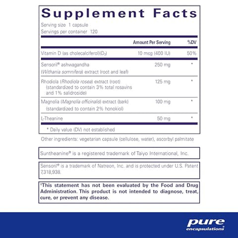 Cortisol Calm – Suporte para a Saúde do Cortisol – 60 cápsulas - Pure Encapsulations