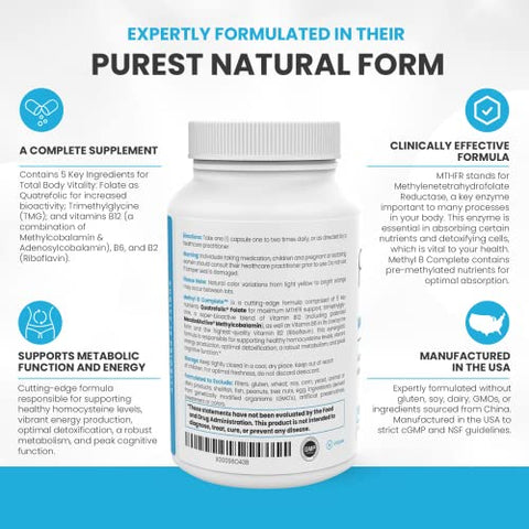 Pure Therapro Rx - Methyl B Complete – Complexo de Vitaminas B Metiladas 5-MTHF Folate, B12 Metilcobalamina, B2, B6 | 60 cápsulas