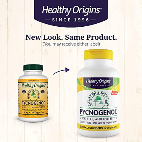Pycnogenol 150 mg – Extrato Premium de Casca de Pinheiro Marítimo Francês para Saúde Cardíaca e Cuidados com a Pele - Healthy Origins
