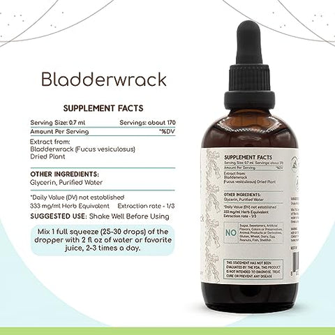 HerbEra - Bladderwrack B120 Extrato Herbal Sem Álcool, Tintura Concentrada em Gotas Líquidas Naturais de Bladderwrack (Fucus Vesiculosus) Planta Seca (120 ml)