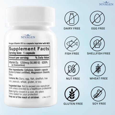 Nivagen - Vitamina D3 50.000 UI Cápsula (100) – Pharmaceuticals Inc