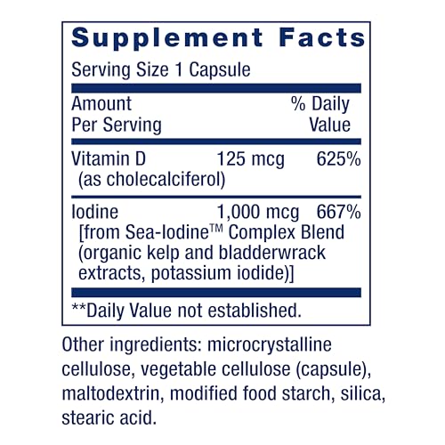 Vitamina D3 125 mcg (5000 UI) Life Extension com Sea-Iodine para ossos e cérebro – Compre Agora!