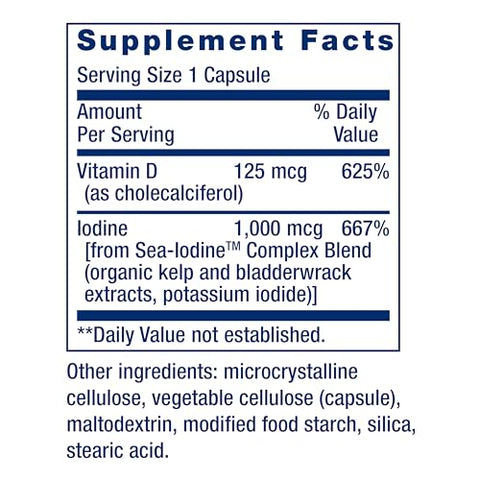Vitamina D3 125 mcg (5000 UI) Life Extension com Sea-Iodine para ossos e cérebro – Compre Agora!