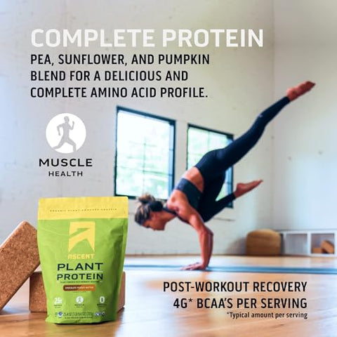 Proteína em Pó à Base de Plantas – Proteína Vegana Não Láctea, Ingredientes Naturais, Livre de Soja – 100% Vegan, 30g de Proteína por Porção - Ascent