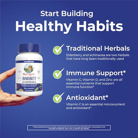 Gomas Imunidade Sem Açúcar, Poderosa Mistura, Vitamina C de Sabugueiro - MaryRuth Organics