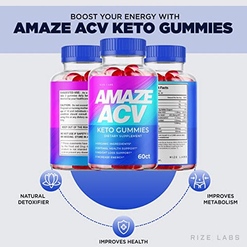 rize labs - (2 Pacotes) Gomas de Amaze ACV Keto para Perda de Peso – Gomas de Amaze Keto – Orgânicas de Vinagre de Maçã Keto Avançado Aumentam a Energia Gomas de Amaze Keto Pastilla Gomita Gunmies (120…)