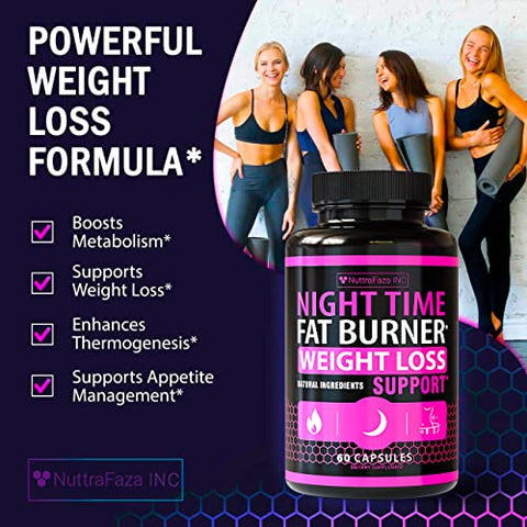NuttraFaza INC - Pílulas Noturnas para Perda de Peso (2 Unidades) para Mulheres – Queimador de Gordura Abdominal para Mulheres – Pílulas de Dieta que Funcionam Rápido para Mulheres – Fabricado nos EUA