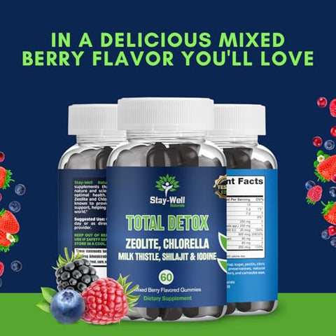 Stay-Well Naturals - Total Detox: Desintoxicação Pesada de Metais Pesados para Adultos – Zeólita, Clorela, Cardo Mariano, Shilajit | Marca Total Detox