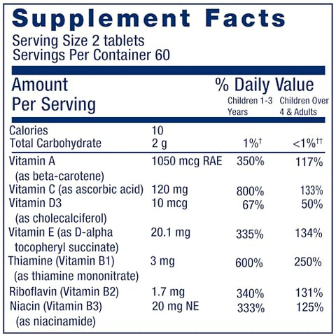 Children’s Formula Mix™ – Multivitamínico para Crianças, 18 Vitaminas e Minerais Essenciais, Sabor de Frutas Vermelhas sem Adição de Açúcar, Sem Glúten, Não-OGM, 120 Comprimidos Mastigáveis - Life Extension
