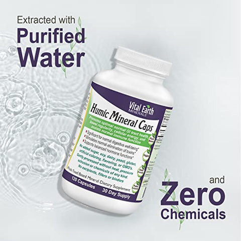 Cápsulas de Minerais Húmicos – 70 Minerais Traço com Ácido Fúlvico Natural, Suplemento Mineral Alcalinizante para Desintoxicação, Saúde Intestinal, Bem-Estar, 120 Unidades - Vital Earth Minerals