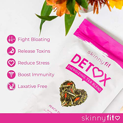 Detox Tea: Chá Detox Natural para Emagrecimento Saudável, Reduz Inchaço, Energia Natural, Reforça o Sistema Imunológico, Vegano, 28 Porções - SkinnyFit