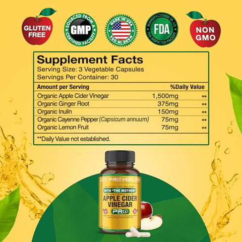 Promethean Wellness - 2-Pack ACV Pro Cápsulas de Vinagre de Maçã Orgânico Certificado com Mãe – Suplemento de Suporte para Desintoxicação, Alívio do Refluxo Ácido, Raiz de Gengibre e Pimenta Caiena