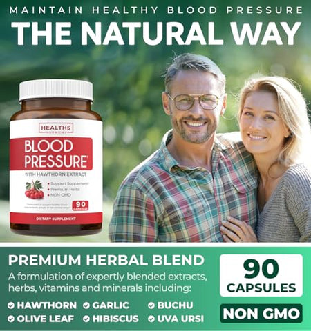 Healths Harmony - Suplemento de Suporte à Pressão Arterial (NON-GMO) Ervas Naturais Premium, Vitaminas
