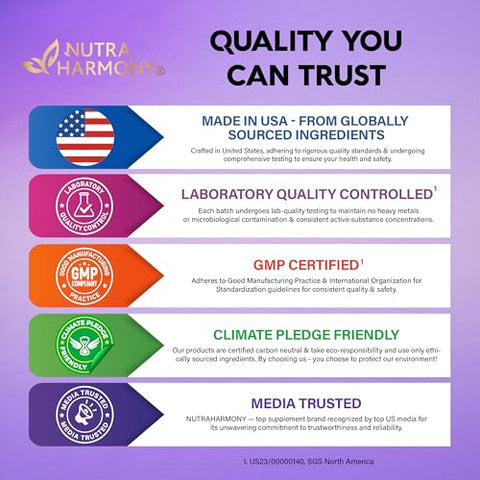 NUTRAHARMONY - Biotina Colágeno Queratina Ácido Hialurônico – Suplemento Testado Clinicamente – Suporte ao Crescimento Capilar – Pele