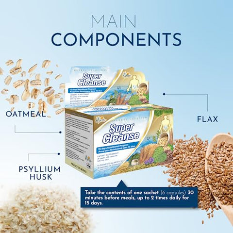 Super Cleanse da Herbal Solutions: Programa de Desintoxicação Extra Forte de 15 Dias para Limpeza Abrangente do Sistema Digestivo – Limpeza do Cólon e do Fígado