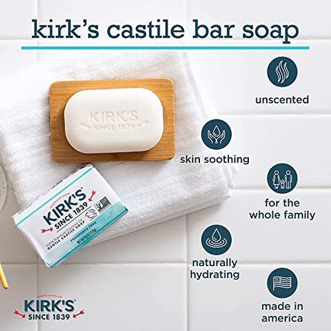 Kirk's - Sabonete de Coco Castile Original Kirk’s Sem Fragrância 113 g (Pacote com Múltiplas Unidades)