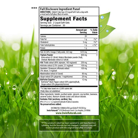 Daily Gentle Cleanse – Fórmula Não-Laxante com Triphala – 60 Cápsulas Líquidas - Irwin Naturals