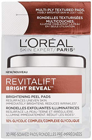 L'Oreal Paris - L’Oréal Paris Revitalift Bright Reveal Pads com Ácido Glicólico, Reduz Rugas – 50g