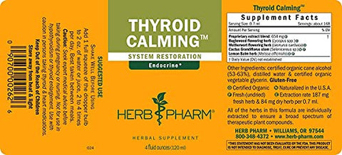 Fórmula Herbal Calmante da Tireoide para Suporte do Sistema Endócrino, 120 ml – 4 Oz - Herb Pharm