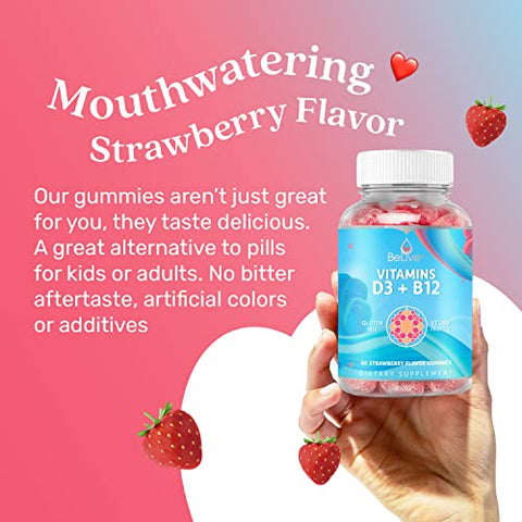 Gummies de Vitamina D3 com Vitamina B12 – 60 un I Suporte Imunológico com Vitamina B12 Vegana - BeLive