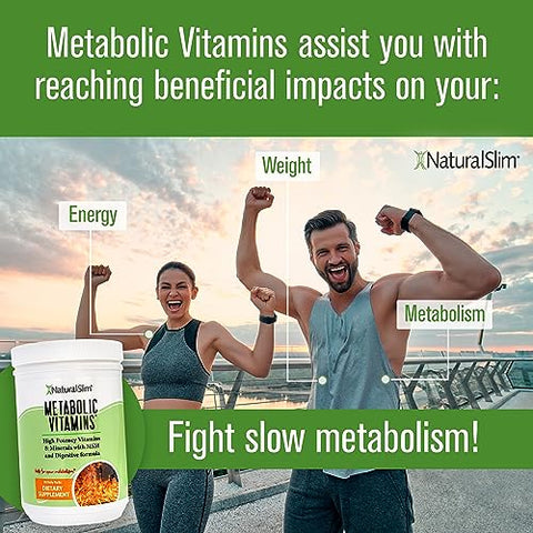 Vitaminas Metabólicas NaturalSlim – Combinação de Multivitaminas de Alta Potência, Minerais, Complexo B, Msm – 60 cápsulas