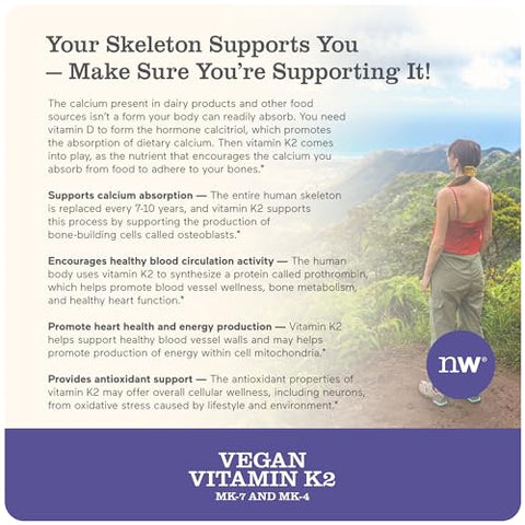 Vitamina K2 MK-7 100mcg e MK-4 500mcg – Fórmula Bioativa Aprimorada – Suplemento Complexo K para Saúde Óssea e Cardíaca – Vegano, Sem Glúten, Não-OGM – 180 cápsulas - NatureWise