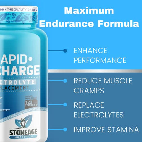 StoneAge Nutrition - Pílulas de Eletrólitos – 120 Cápsulas – Suporte para Síndrome de POTS, Comprimidos de Sal – Suplementos de Eletrólitos Keto, Hidratação Rápida, Resistência, Recuperação da Desidratação – Livre de GMO